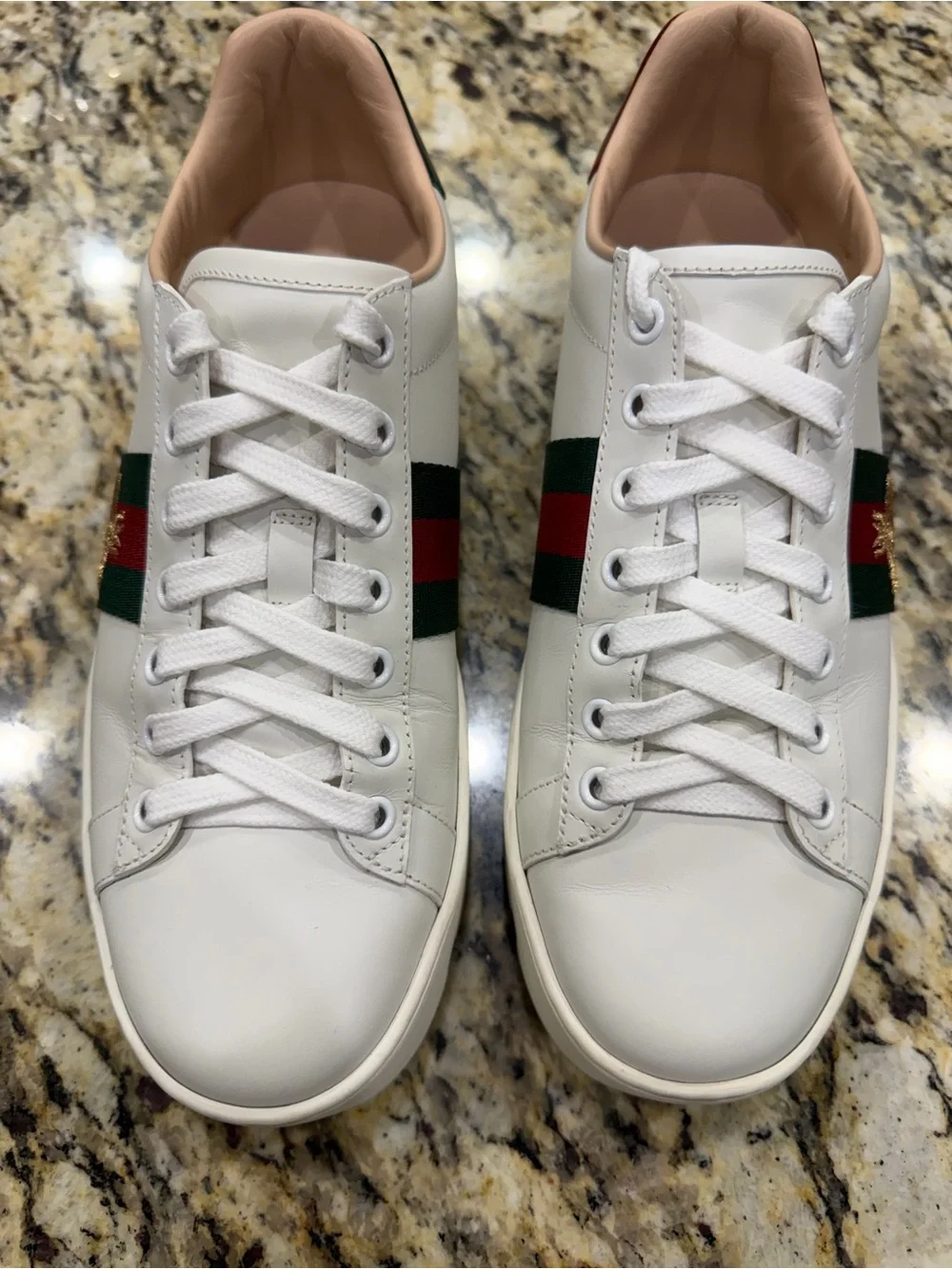 Gucci Ace embroidered leather platform sneakers White